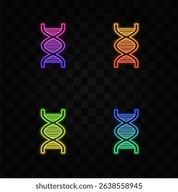 DNA structure chromosome icon. neon style..