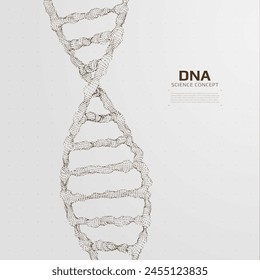 DNA structure constructed with particles. 3D genetic model. Scientific background. Vector illustration.