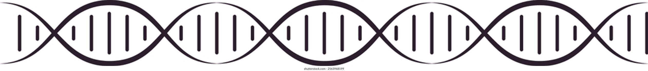 DNA structure forming a long chain, repeating multiple times and illustrating the complexities of genetic code, heredity, and advancements in biological research