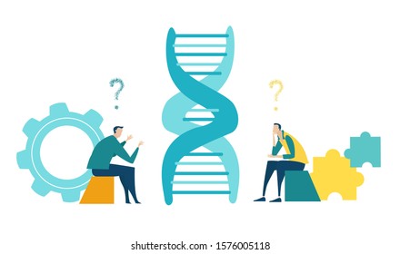 DNA structure. Genome sequencing concept of genome editing. Pharmaceutical chemistry and dna research. Doctors researching cells.