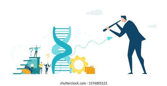 DNA structure. Genome sequencing concept of genome editing. Pharmaceutical chemistry and dna research. Doctors researching cells.