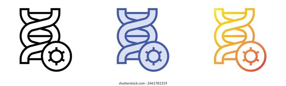 icono de estructura de adn. Diseño de estilo de relleno lineal, azul y degradado aislado sobre fondo blanco