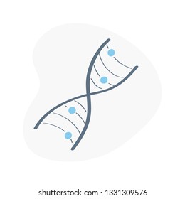 DNA structure icon, science, genetics, bio engineering concept. DNA molecule outline nanotechnology biochemistry vector on white background.