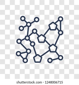 Icono de estructura del nodo. Diseño del logo de la estructura lineal de Adn de moda sobre fondo transparente de la colección de Inteligencia Artificial y Tecnología Futura