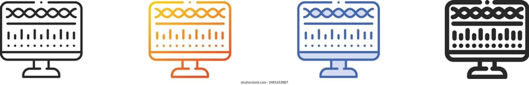 dna structure icon.Thin Linear, Gradient, Blue Stroke and bold Style Design Isolated On White Background