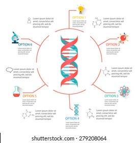 DNA structure infographic. Infographics for science research, vector illustration