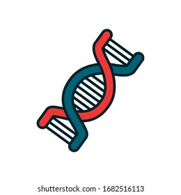 Línea de estructura de ADN y diseño de icono de relleno, molécula de ciencia cromosómica biología genética medicina celular y tema de investigación Ilustración vectorial