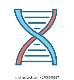 Dna structure line and fill style icon design, Chromosome science molecule genetic biology medical cell medicine and research theme Vector illustration