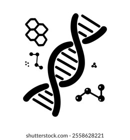 DNA structure in simple doodle style for medical purposes and design elements