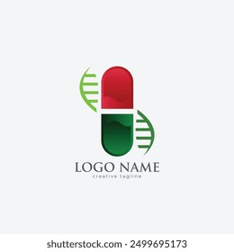 Dna supplement logo, capsule, dna fully editable vector logo