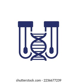 dna swab tests icon with test tubes