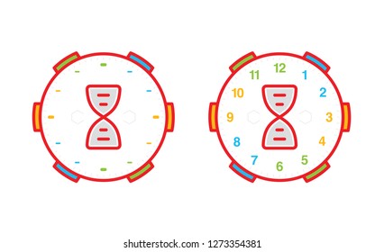 DNA symbol and clock, DNA dial concept, hourglass illustration vector
