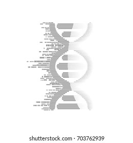 dna symbol combined with binary code, concept of genetic engineering