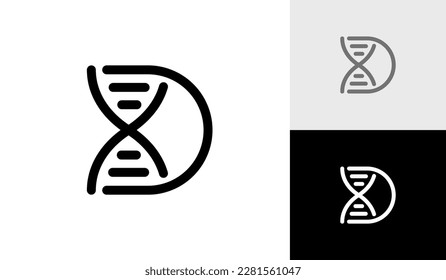 DNA symbol with letter D logo design