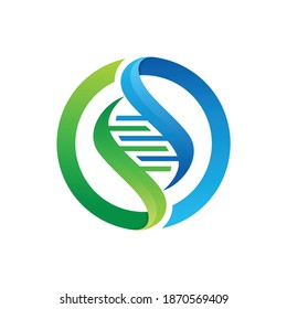 DNA symbol on a circle. chromosome icon with circle. DNA helix logo template