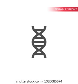 Dna symbol simple black vector icon. Dna chain structure isolated line icon. Editable stroke.