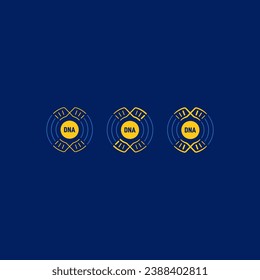 dna symbols around the circle. dna concept on dark blue background. dna concept for health, business and science