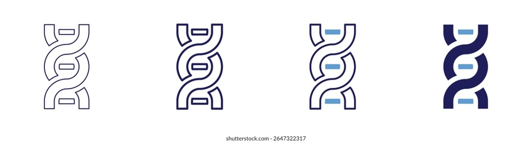 DNA technology icon in 4 different styles. Thin Line, Line, Bold Line, Duotone. Duotone style. Editable stroke.