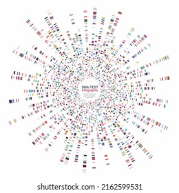 Dna Test Chart Infographic. Vector Chromosome Research Datum. Genetic Structure Background For Biotechnology Development. Big Data Science Visualization.