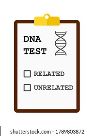 DNA test clipboard related unrelated vector art image.