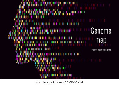 Dna Test Infographic. Vector Illustration. Genome Sequence Map. Template For Your Design. Background, Wallpaper. Barcoding. Big Genomic Data Visualization