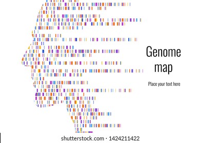 Dna test infographic. Vector illustration. Genome sequence map. Template for your design. Background, wallpaper. Barcoding. Big Genomic Data Visualization 