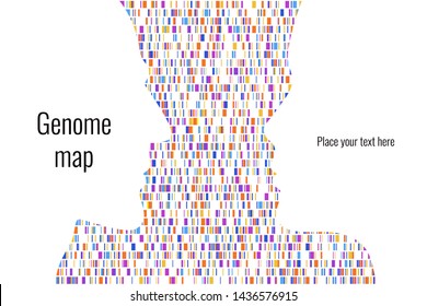 Dna test infographic. Vector illustration. Genome sequence map. Template for your design. Background, wallpaper. Barcoding. Big Genomic Data Visualization