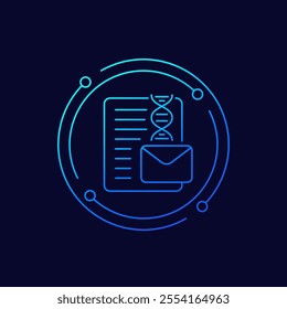 dna test and mail icon, linear design
