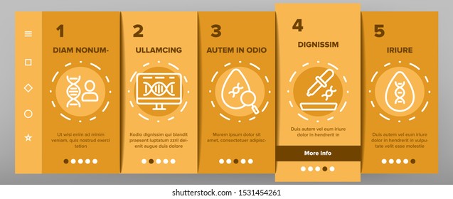 Dna Test Onboarding Mobile App Page Screen Vector Thin Line. Medicine Science And Genetics, Diagnostic Equipment And Medical Tools For Test Concept Linear Pictograms. Color Contour Illustrations