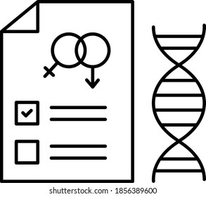 informe de prueba de dna Concepto, diseño de iconos vectores de procesos coincidentes, símbolo de fertilización in vitro sobre fondo blanco, signo de embarazo y obstetricia,