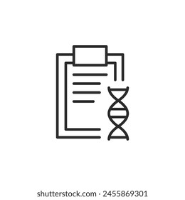 DNA test report icon symbolizing genetic testing and analysis. Suitable for medical, healthcare, and scientific research applications, especially in genomics and personal medicine. Vector illustration