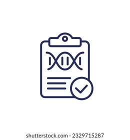 DNA test result line icon on white