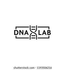 dna test thin line logo. concept of genetic badge or simple pharmacy laboratory template. flat stroke trend modern smart biotech logotype graphic lineart design art on white background