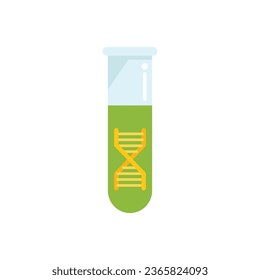 DNA-Reagenzglas-Symbol, flacher Vektor. GVO-Lebensmittel. Medizin-Gen einzeln