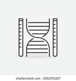 DNA with Test Tubes outline vector concept icon or design element