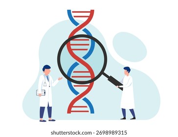 Análise de teste de DNA e ilustração de estoque de lupa