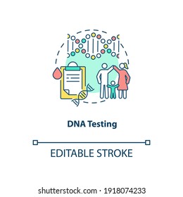 DNA testing concept icon. Top testing category idea thin line illustration. Tracing roots and finding relatives. Genetic material. Vector isolated outline RGB color drawing. Editable stroke