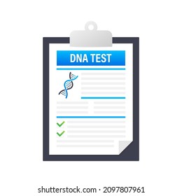 DNA-Tests, genetisches Diagnosekonzept. Konzept der Gentechnik. Kann für Webbanner verwendet werden. Desoxyribonukleinsäure. Vektorgrafik.
