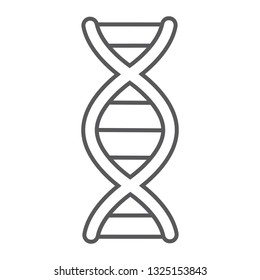 DNA thin line icon, chromosome and biology, genetic sign, vector graphics, a linear pattern on a white background, eps 10.