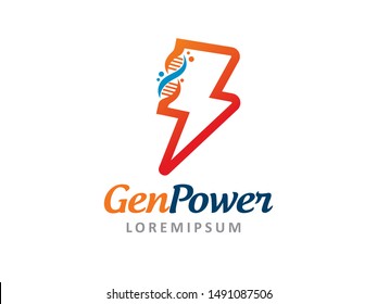 DNA and thunder bolt logo symbol or icon template