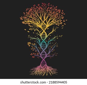 DNA tree colorful vector print