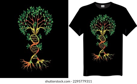 Diseño gráfico de camisetas para el árbol del Adn