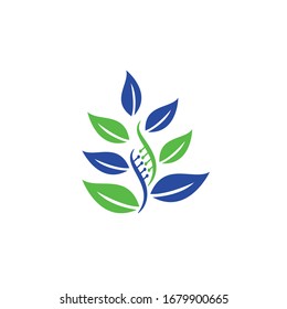 Dna tree vector logo design. DNA with green leaves vector logo design.