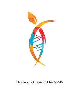 DNA tree vector logo design. DNA with green leaves vector logo design.	