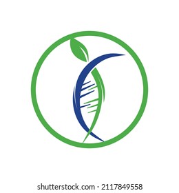 DNA tree vector logo design. DNA with green leaves vector logo design.	