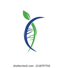 DNA tree vector logo design. DNA with green leaves vector logo design.	