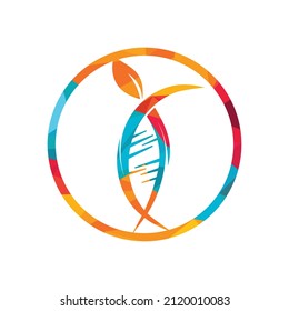 DNA tree vector logo design. DNA with green leaves vector logo design.	