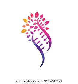 Dna tree vector logo design. DNA genetic icon. DNA with green leaves vector logo design.	
