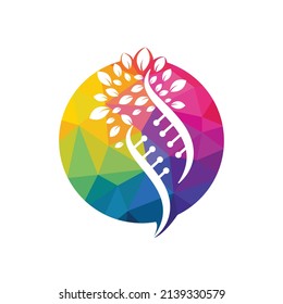 Dna tree vector logo design. DNA genetic icon. DNA with green leaves vector logo design.	
