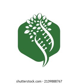 Dna tree vector logo design. DNA genetic icon. DNA with green leaves vector logo design.	
